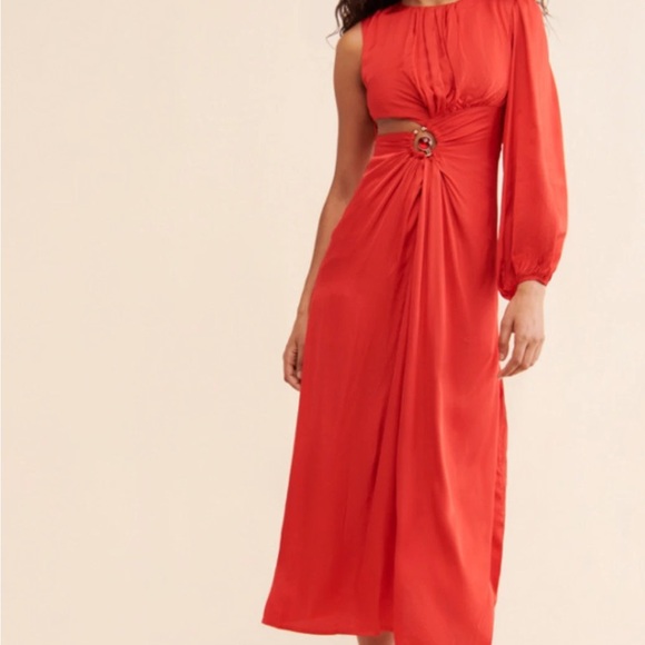 FARM Rio Dresses & Skirts - Farm Rio One Shoulder Cutout Maxi Dress Sz M red